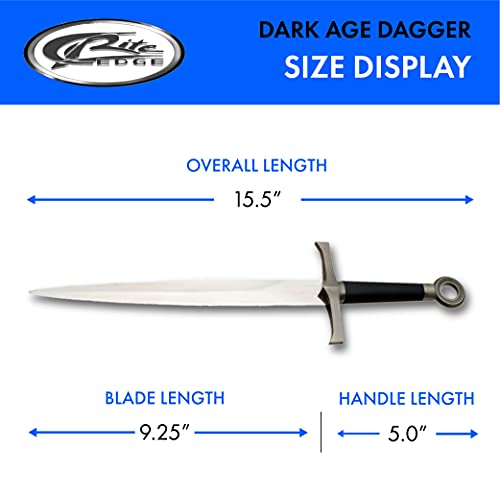 Medieval Dark Age Dagger Black 15.5 Inch Stainless Steel Costume Prop