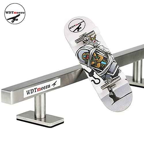 Wood Fingerboard and Finger Skateboard Flat Rail Set Fingerboard with Bearing Wheels and Professional Prop for MINI Skateboard Rail Made of Metal 10" Long