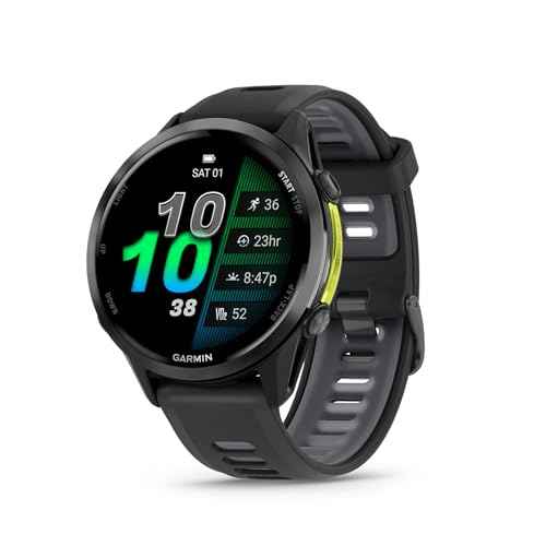 Garmin¢ç Forerunner¢ç 970, Premium GPS Running and Triathlon Smartwatch, AMOLED Display, Built-in LED Flashlight, Carbon Gray DLC Titanium with Black Case and Black/Translucent Whitestone Band