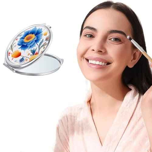 18 Pack Sublimation Blanks Pocket Mirror Cosmetic Compact Travel Folding Mirrors for Makeup Women Wending Party Cute Round Shaped