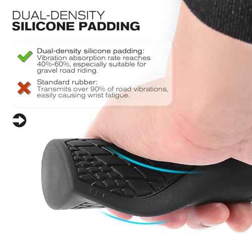 GXCROR Bike Grips,Ergonomic Bicycle Handlebars Grips Shock Absorbing Dual-Density Silicone,Universal 22.2mm Fit with 3D Non-Slip Pattern,Scooter Grips