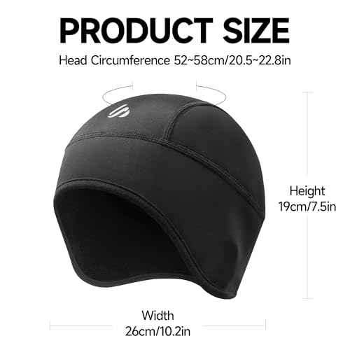 Winter Helmet Liner Skull Cap, Fleece Cycling Cap Thermal Beanie Running Hat for Men Women