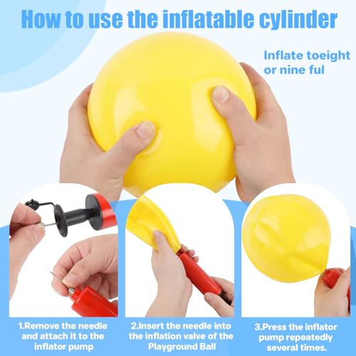 12Pcs 8.5Inch Inflatable Bouncy Balls with Hand Pump - Kids Outdoor & Indoor Play - 6 Colors