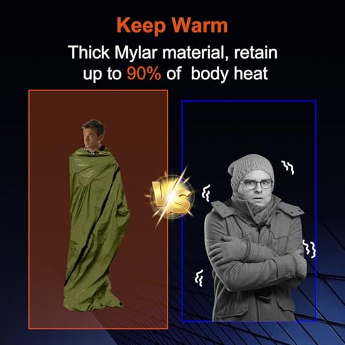 Emergency Sleeping Bag 3 Pack - Thermal Waterproof Mylar Bivy for Adults