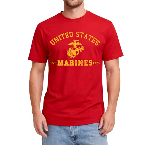 Unisex Military Short Sleeve T-Shirt - Marines / Red / X-Large
