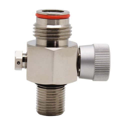 ZCTCL Paintball CO2 Cylinder Tank Valve Adapter with On/Off, Thread 5/8-18UNF,with 20Mpa Burst Disk Valve, Silver