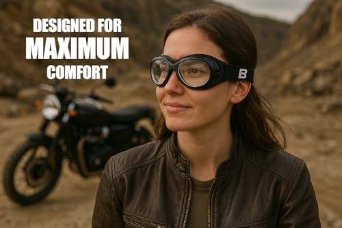 Motorcycle & Airsoft Goggles with Clear & Dark Lenses for All-Weather, ATV, Biker & Extreme Sports