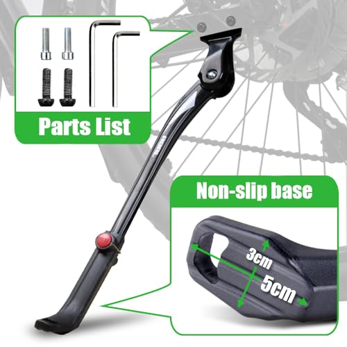 RBRL Bike Kickstand Aluminum Alloy Height Adjustable 24-29 Inch Bikes Capacity 77 lbs