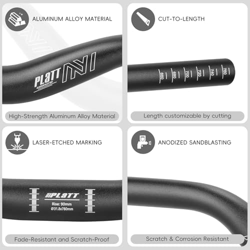 Mountain Bike Handlebar Riser 31.8mm Aluminum Alloy 780mm Length - 120mm Rise