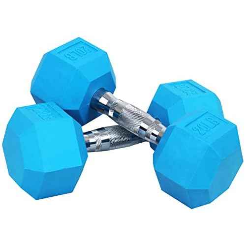 Fitvids Colored Rubber Coated Hex Dumbbell Weight Set,Multiple Packages