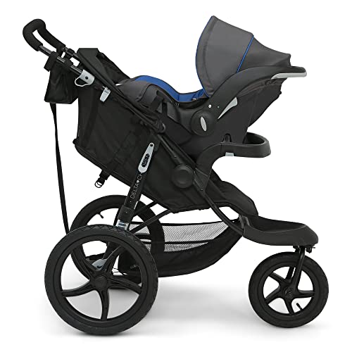 Delta Children Apollo Jogging Stroller - Shock Absorbing Frame with Large Canopy & Recline - Car Seat Compatible, Black