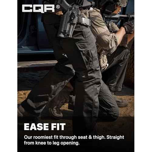 CQR Men's Tactical Pants, Water Resistant Ripstop Cargo Pants, Lightweight EDC Work Hiking Pants, Outdoor Apparel