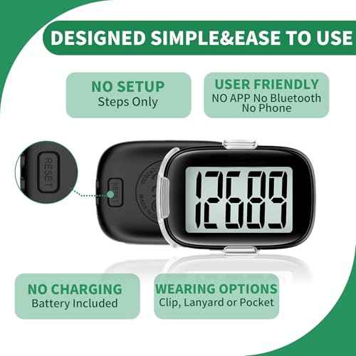 Pedometer Walking Simple 3D Step Counter with Clip and Lanyard, Activities Fitness Tracker Without Smartphone, Accurate Step Tracker for Women, Men, Seniors