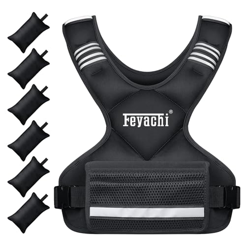 Feyachi Adjustable Weighted Vest - Black 3-12 lbs with Iron Sand Weights