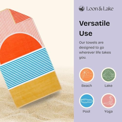 Loon & Lake Luxury Oversized Beach Towel - Beach Sunset (40 x 70 in)