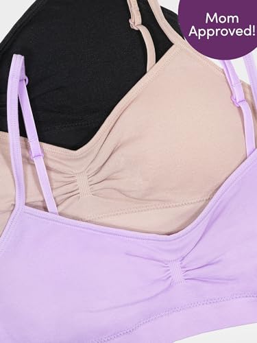 Girls Seamless Trainer Bra with Removable Pads - 34 Stellar Orchid Rose Shadow Black