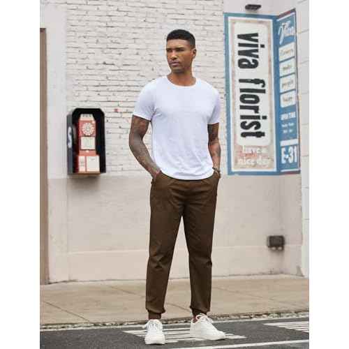COOFANDY Mens Casual Joggers Pants Cotton Chino Cargo Sweatpants Hiking Outdoor Track Drawstring Pants