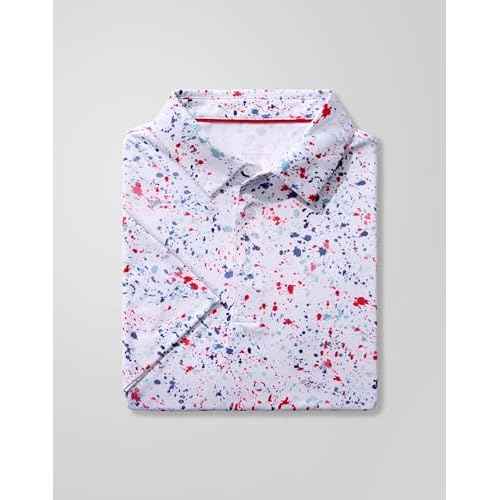 Obla Mens Golf Polo Shirts Short Sleeve Dry Fit Performance Moisture Wicking Casual Print Collared Golf Shirts for Men