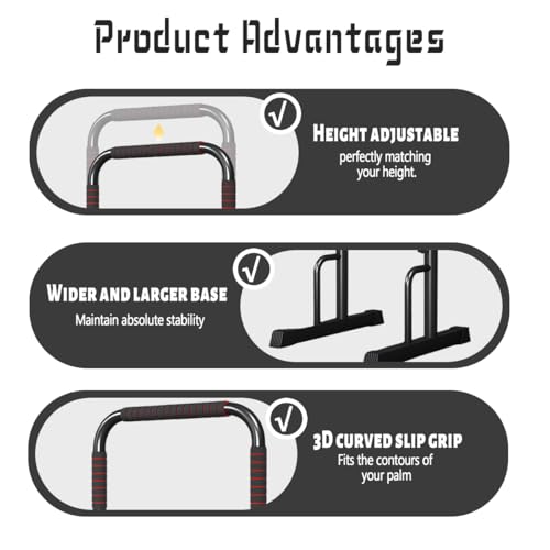 Adjustable Walking Pad Handle Bar - Black/Red, 25.2 Inches Wide, Height Adjustable, Non Slip Feet, Easy to Install