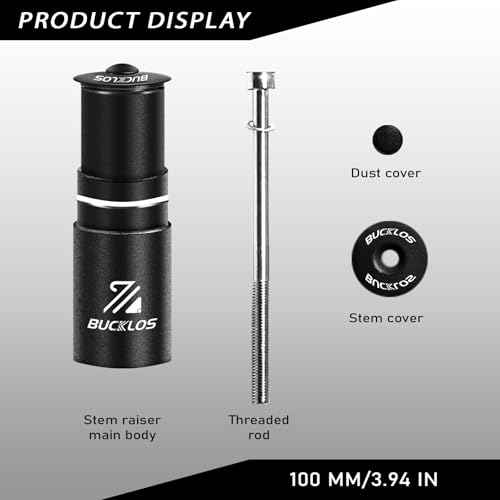 BUCKLOS Bike Stem Riser Extender MTB, 1-1/8" 28.6mm Bike Fork Stem, Handlebar Stem Aluminum Adapter for Mountain Bike, Road Bike, MTB, BMX