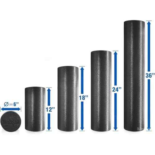 Yes4All Medium Firm Round PE Foam Roller 12, 18, 24, 36 Inches for Pilates, Yoga, Stretching, Balance & Core Exercises