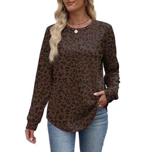 WIHOLL Sweatshirt for Women Crewneck Long Sleeve Shirts Curved Hem Lightweight Sweaters Fall Clothes 2025