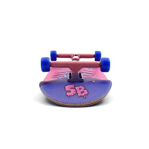 SPITBOARDS¢ç 36 x 96 mm Wood Fingerboard Complete Set-Up, Pre Assembled, 5-Layers Wood, Pro Trucks with Lock Nuts, CNC Bearing Wheels, Real Wear Graphics, Lasered Foam Grip Tape, Alien Mushrooms