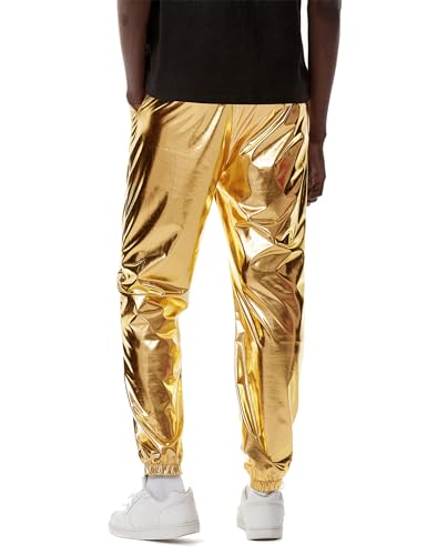 Men's Metallic Shiny Jogger Sweatpants - 70s Style Activewear