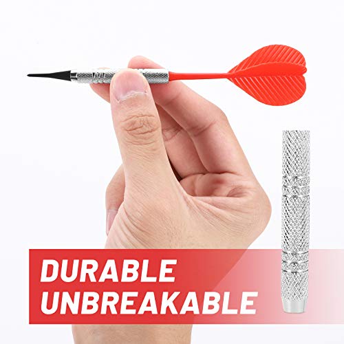 Silver Soft Tip Darts Set for Electronic & Plastic Dartboards - 20 Darts + 100 Tips