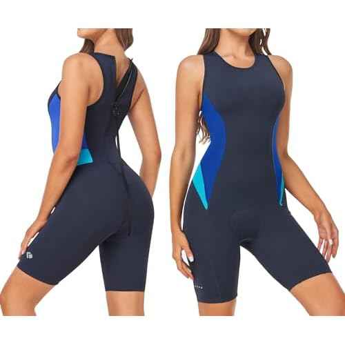 Women's Triathlon Suit One-Piece Sleeveless Tri-Suit Quick-Dry 3D Padded Athletic Swimsuits Slimming Cycling Running