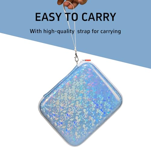 Blue Sparkly Card Case Holder for Yoto Cards - 120 Pockets Zipper Organizer