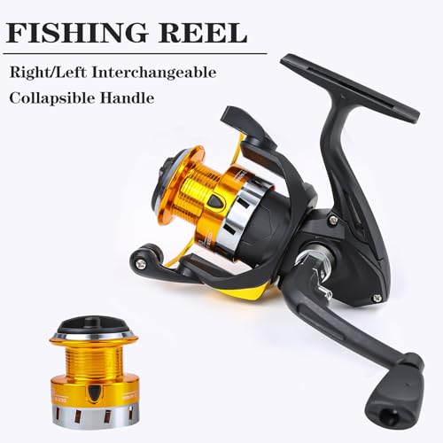 2 Pack Telescopic Fishing Rod and Reel Combo Set - 5.9ft Travel Starter Kit with Lures & Tackle Bag
