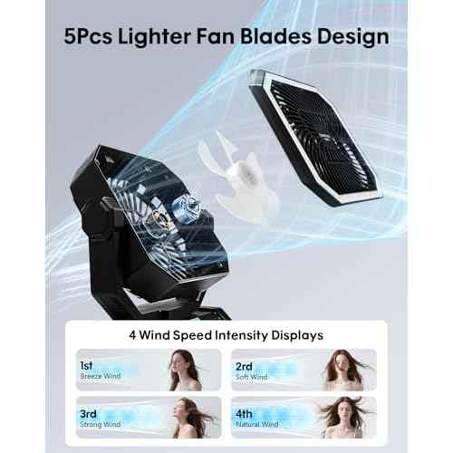 Camping Fan with Bluetooth Speaker Portable Fan,20000mAh Rechargeable Battery Powered Fans,Quiet 4-Speeds, 4-LED Light,360¡Æ Hanging Hook for Outdoor Picnic Tent Beach Travel Barbecue, Black