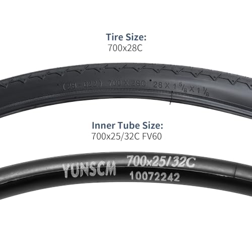 YUNSCM 2-Pair 700C Bike Tires 28x1.5/1-1/8 Black01 for Road & City Bikes
