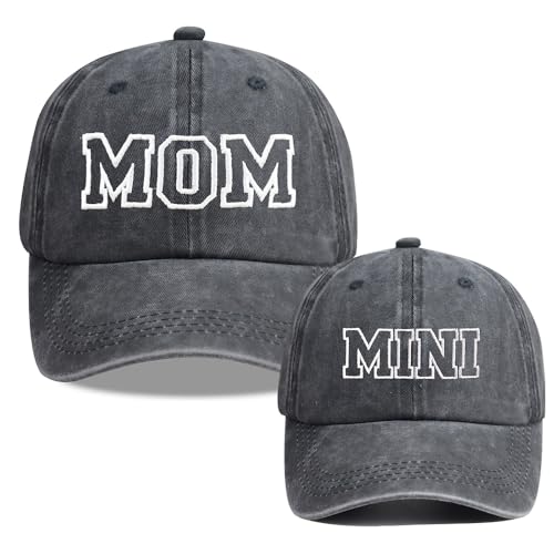 Mama and Mini Baseball Cap Set - Adjustable Cotton Parent-Child Hats - Black & Pink Variation