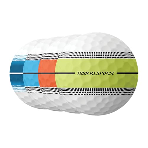 Taylormade New Tour Response Stripe Golf Balls (Multi-Colour), 1 Dozen