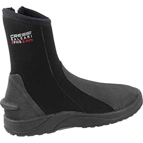 Cressi 6mm Neoprene Adult Hard Sole Boots - for Water Sports: Scuba Diving, Snorkeling - Baleari PHS: Designed in Italy