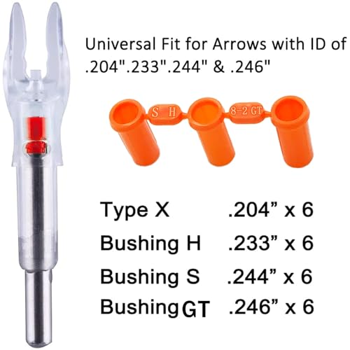 Lighted Nocks for Arrows 5.2mm/6 Pack - Red LED Arrow Nocks with Batteries