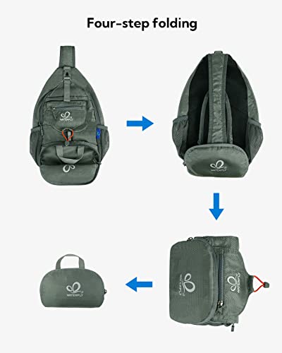 Waterfly Grey Packable Crossbody Sling Backpack for Hiking Travel