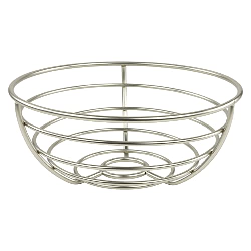 Euro Satin Nickel Fruit Bowl - Open Wire Design for Kitchen Countertop
