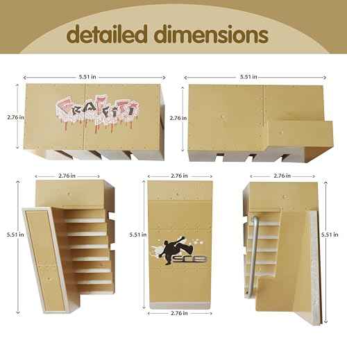 8-in-1 Fingerboard Skate Park Kit with 3 Mini Fingerboards, DIY Finger Skateboard Ramp Set for Kids Ages 5+
