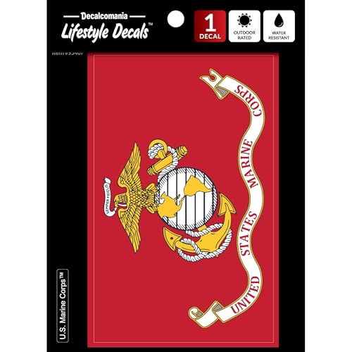US Marine Corps Flag Vinyl Decal - Large 4 x 6.5 Inch Vehicle Bumper Sticker - USMC Flag for Trucks - Window Sticker - Variation of THIS listing