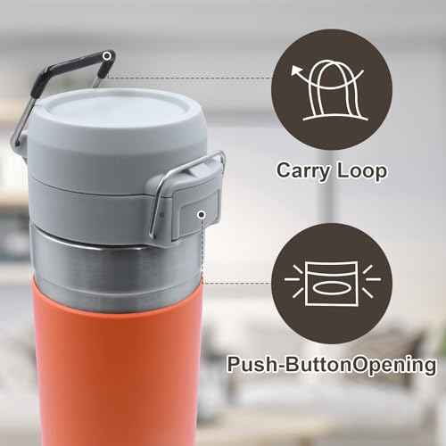 Replacement Lid for Stanley Quick Flip GO, Top Cover Compatible with Stanley Cup 24oz 36oz, One Button Water Bottle Cap for Stanley Quick Flip GO, Leakproof, BPA-Free (Gray)