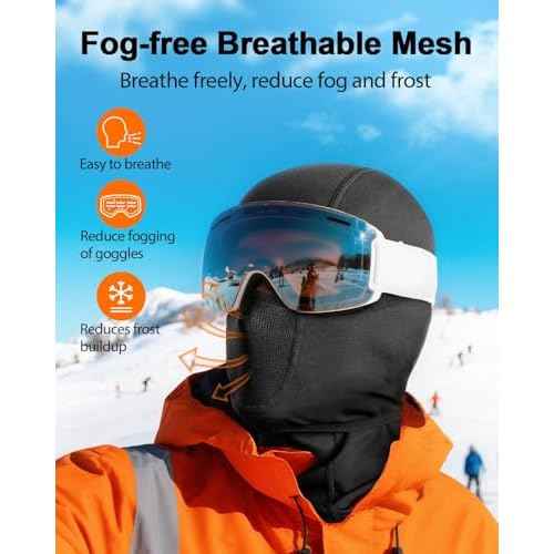 RIGWARL Winter Balaclava Ski Mask for Men Women, Windproof Thermal Fleece Face Cover with Movable Design & Glasses Holes, Warm Neck Hood Gifts for Cold Weather Skiing, Cycling, Running, Outdoor Work