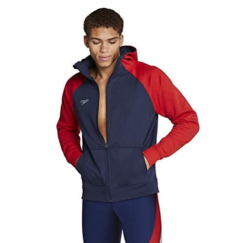 Speedo Men's Sweatshirt Full Zip Hooded Jacket Team Warm Up