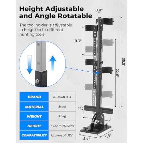 KEMIMOTO UTV Tool Holder Rack, Hunting Tool Holder Rack Tool Mount Vertical Floor Compatible with Polaris Ranger RZR, General Golf Cart, Tractor