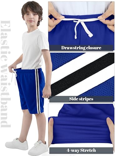 Boys Athletic Shorts 4 Pack Mesh Quick Dry Basketball Soccer Gym Summer Clothes