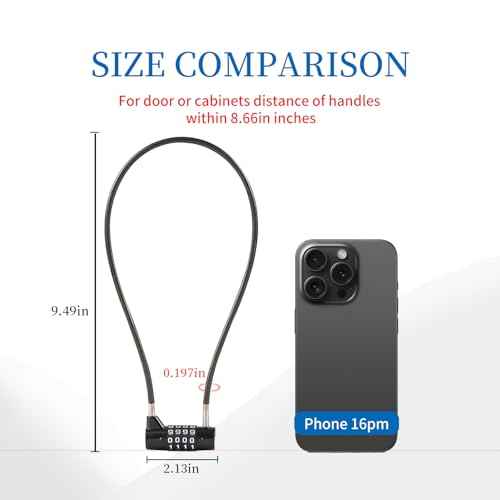 Combination Lock Cable Lock with 4 Digits Cabinet Lock with 18" Durable Cable Ideal for lockers, Gym, gate, Fence, Toolbox, case, hasp Storage and Outdoor£¨47.6£© (18")