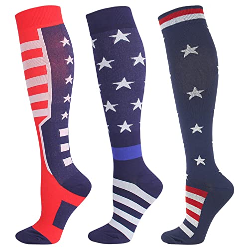 American Flag Compression Socks - Patriotic Knee High Socks for Men & Women
