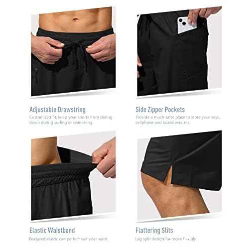 Men's Swim Trunks Quick Dry Board Shorts with Zipper Pockets Beach Shorts Bathing Suits for Men - No Mesh Liner